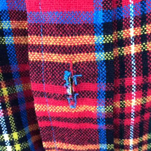 Vintage Red Print Plaid Flannel Shirt Size Large - Picture 6 of 6